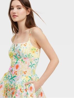 Roller Rabbit Floral Mini Dress in White, Yellow, Pink, Green